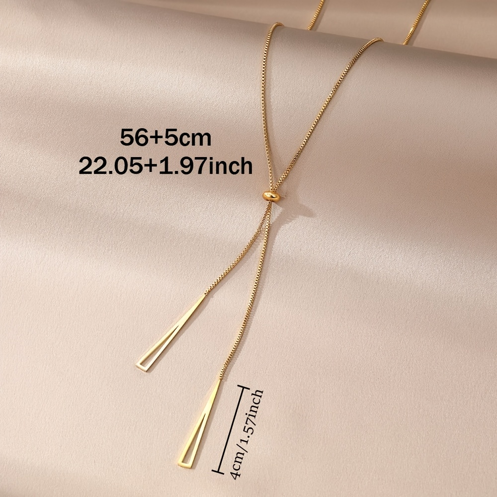 Women's Stainless Steel Y-Necklace with Long Triangular Tassel Pendant